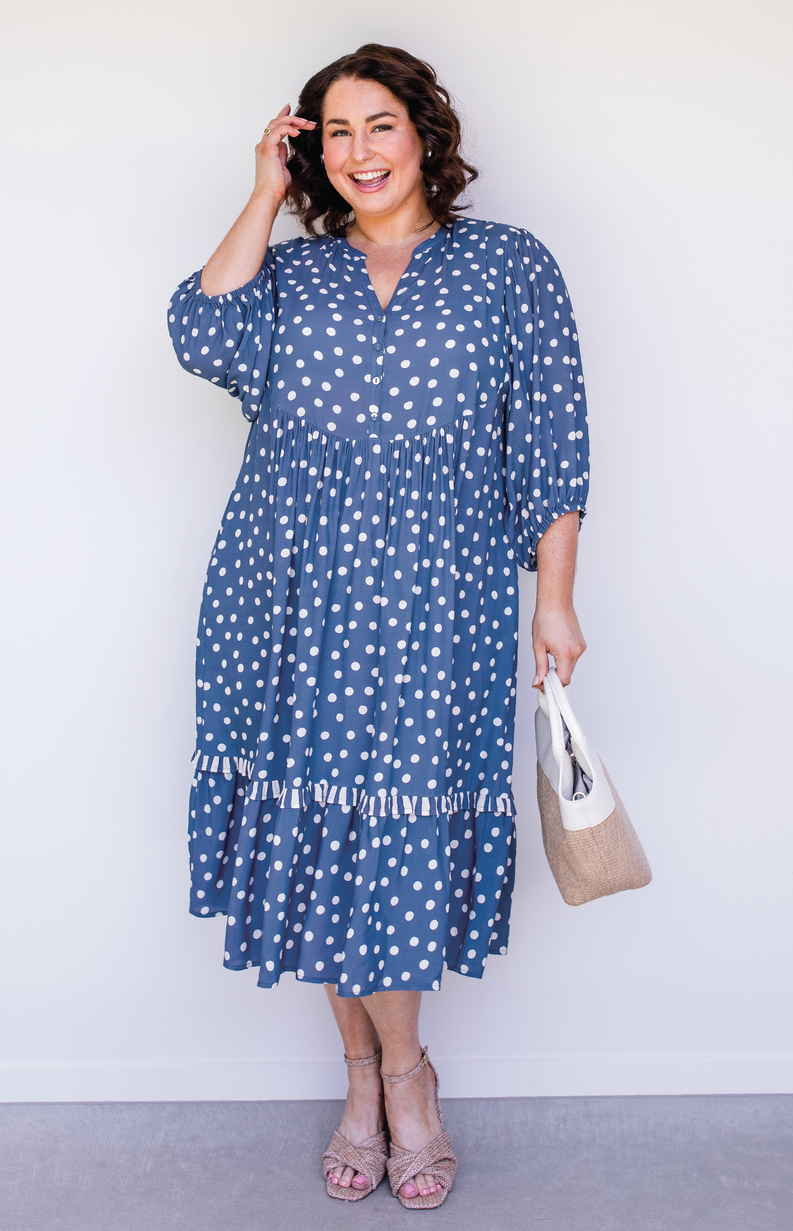 Portofino Midi Dress in sweet spot blue Maiocchi