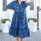 Portofino Midi Dress in cherry blossom blue