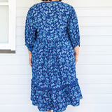 Portofino Midi Dress in cherry blossom blue