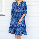 Portofino Midi Dress in cherry blossom blue