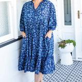 Portofino Midi Dress in cherry blossom blue