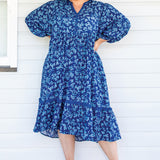 Portofino Midi Dress in cherry blossom blue
