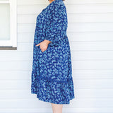 Portofino Midi Dress in cherry blossom blue