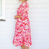 Portofino Midi Dress in fly away melon
