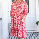 Portofino Midi Dress in fly away melon