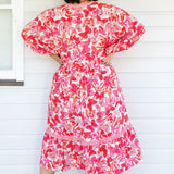 Portofino Midi Dress in fly away melon