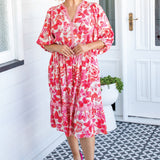 Portofino Midi Dress in fly away melon