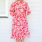 Portofino Midi Dress in fly away melon