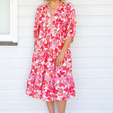Portofino Midi Dress in fly away melon
