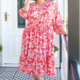 Portofino Midi Dress in fly away melon