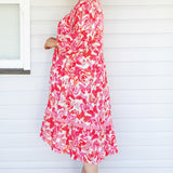 Portofino Midi Dress in fly away melon