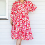 Portofino Midi Dress in fly away melon