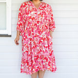 Portofino Midi Dress in fly away melon