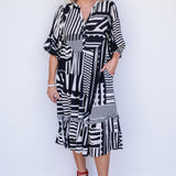 Portofino Midi Dress in seeing stripes black