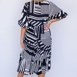Portofino Midi Dress in seeing stripes black