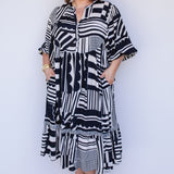Portofino Midi Dress in seeing stripes black