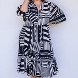 Portofino Midi Dress in seeing stripes black