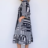 Portofino Midi Dress in seeing stripes black