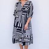 Portofino Midi Dress in seeing stripes black