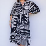 Portofino Midi Dress in seeing stripes black