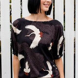 Pretty Please Reversible Top in poetry in motion black/crosshatch