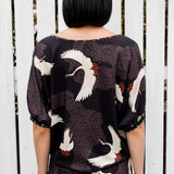 Pretty Please Reversible Top in poetry in motion black/crosshatch