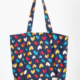 Reversible Tote in flamingo fun/rainbow hearts