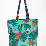Reversible Tote in flamingo fun/rainbow hearts