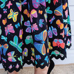 Maiocchi Sally Skirt – black butterfly print midi skirt.