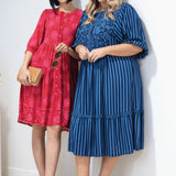 Penny Midi Dress in wonderstripe blue