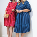 Penny Midi Dress in wonderstripe blue