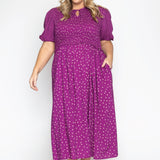 Seychelles Dress in dotty orchid
