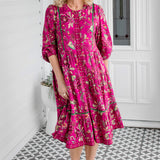 Sophia Dress in flights of fancy grape
