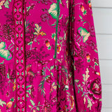 Sophia Dress in flights of fancy grape