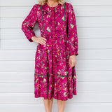 Sophia Dress in flights of fancy grape