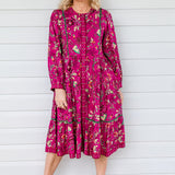 Sophia Dress in flights of fancy grape