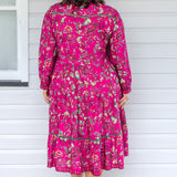 Sophia Dress in flights of fancy grape
