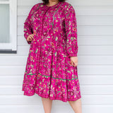 Sophia Dress in flights of fancy grape