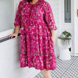 Sophia Dress in flights of fancy grape
