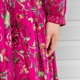 Sophia Dress in flights of fancy grape