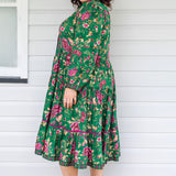 Sophia Dress in flights of fancy green