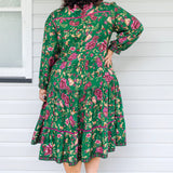 Sophia Dress in flights of fancy green