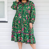 Sophia Dress in flights of fancy green