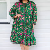 Sophia Dress in flights of fancy green