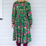 Sophia Dress in flights of fancy green