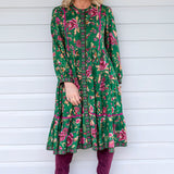Sophia Dress in flights of fancy green