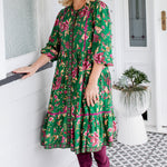 Maiocchi Sophia Dress in Flights of Fancy Green print.