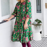 Maiocchi Sophia Dress in Flights of Fancy Green print.