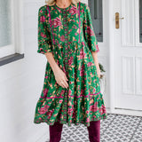 Sophia Dress in flights of fancy green