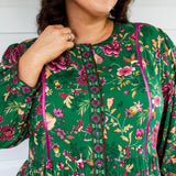 Sophia Dress in flights of fancy green